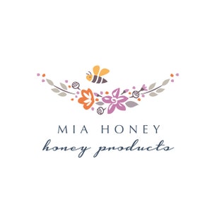 Honey logo , organic logo, florist logo, buy logo online, flower logo, bee logo, cute logo, pretty logo, feminine logo.