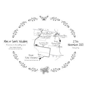 Carte de direction de mariage personnalisée, cartes pour un magazine, cartes du conseil, cartes de voyage, cartes illustrées, carte simple, carte imprimée numérique.