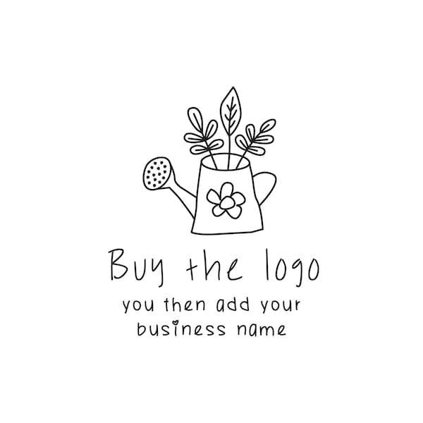 Watering can logo, gardening logo, pre made logo, download logo, logo design, business logo, instant logo, graphic design services, custom.