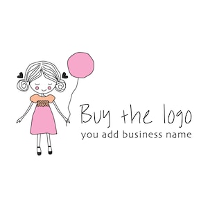 Cute little girl logo suitable for girls clothing, girls party, hair clips, children&#39;s business, digital clip art, girl graphic.