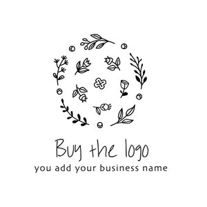 Flowers logo, natural beauty logo, natural products logo, soap logo, candle logo, linen logo, leaves wreath logo, floral logo, organic logo.