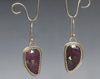 Plum  Sapphire and Silver Earrings