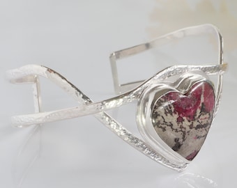 Rhodonite Heart Cuff Bracelet