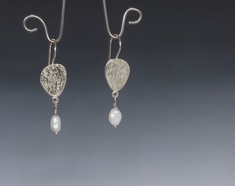 Silver Triangle and Pearl Earring