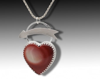 Heart Necklace Mookite Jasper Red