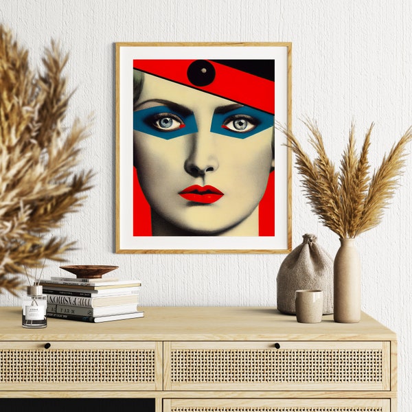 Cruel Blue Eyes #9 | Digital Downloadable Print, Bolshevik Woman Portrait - Soviet Constructivism - Socialist Realism - Instant Download