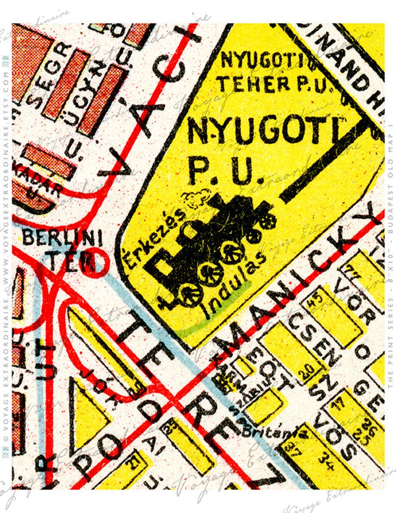 Budapest Old Map digital image ready to print or for Scrapbooking Altered Art Vintage Style PS14