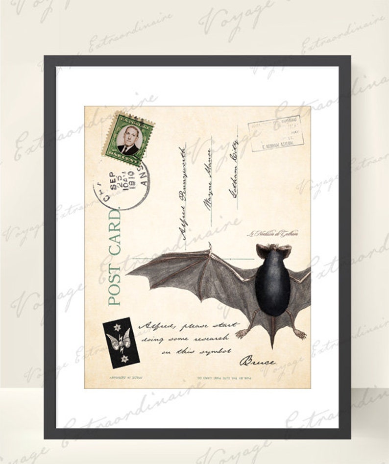 Le Noctilion de Gotham digital image ready to print or for Scrapbooking Altered Art Victorian Style PS1