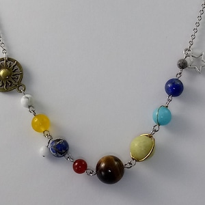 Planet necklace, solar system, semiprecious gems
