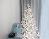 Minimalist white modern artificial cardboard christmas tree laser cut 132 cm / 4.3'
