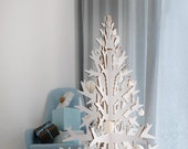 Minimaliste blanc moderne en carton artificiel arbre de Noël découpé au laser 132 cm / 4.3'