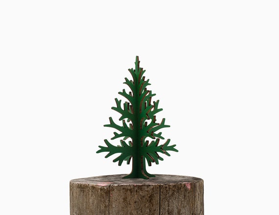 30cm / 11,8in green laser cut plywood table top Christmas tree, rustic Holiday home and office decoration, wooden christmas decor