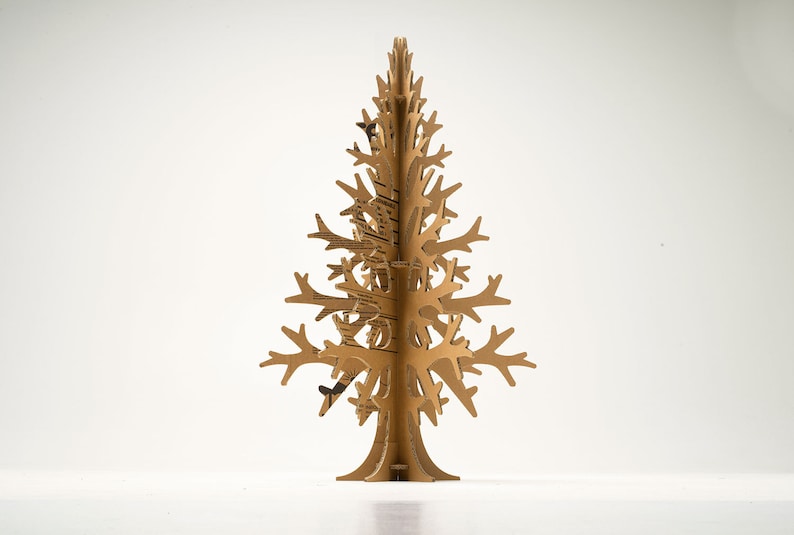 Recycled cardboard minimalist modern artificial christmas tree laser-cut 132cm / 4'33'' image 3