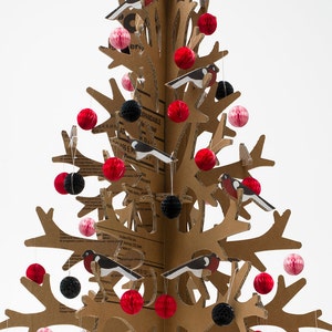 Recycled cardboard minimalist modern artificial christmas tree laser-cut 132cm / 4'33'' image 5