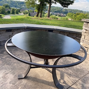 Round Fire Pit lid. SHIPS FREE. Clean and flat for the coffee table look. Convert a pit to a card table. 1/8" thick top! LR