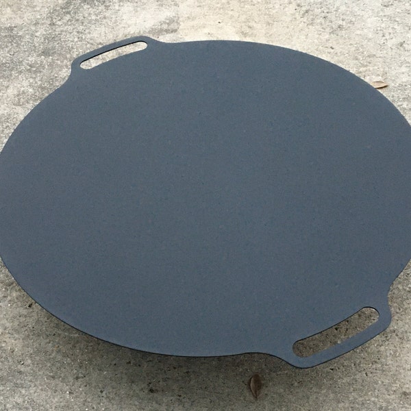 Round Fire Pit Lid with Integral Handles keep the top clean and flat | 1/8 inch thick steel top | Steel Fire Pit Cover |