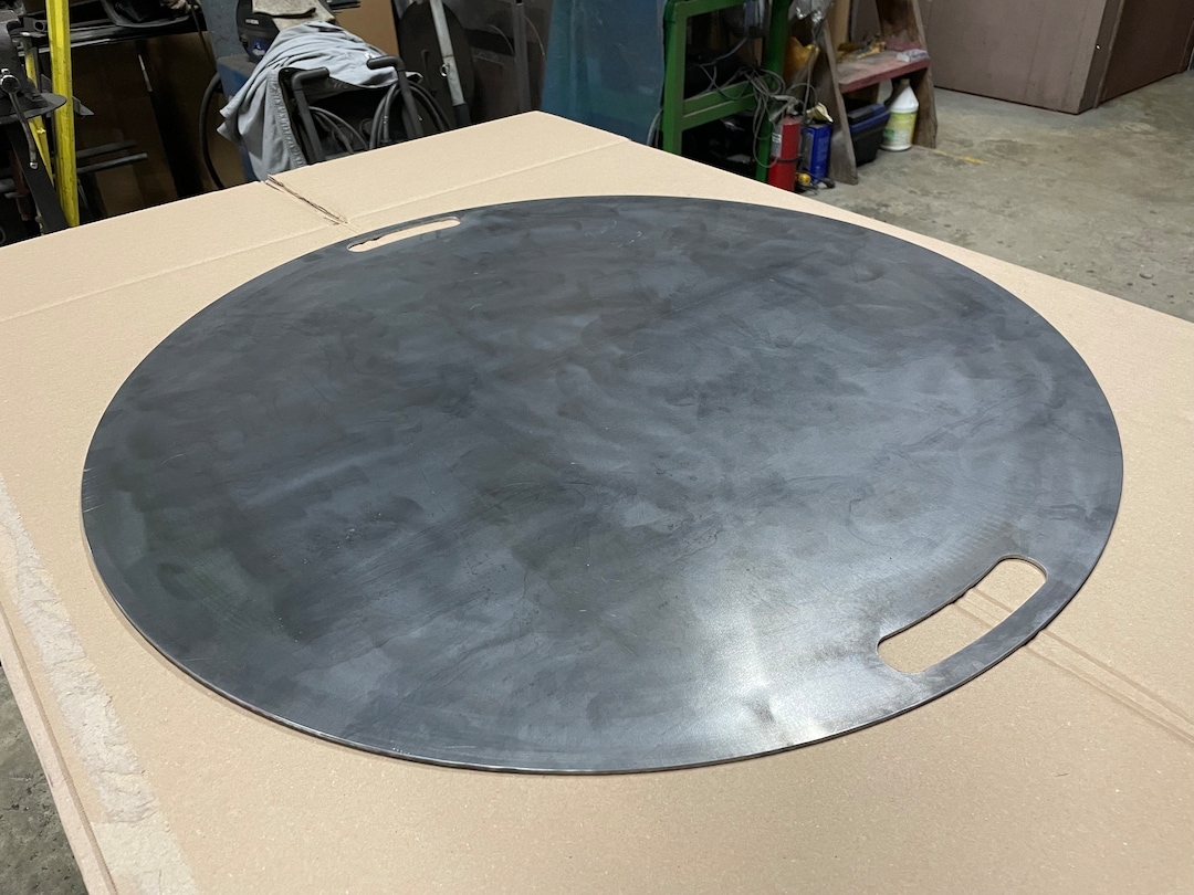 22" Firepit Lid Round For Inside Up To 20" Gas Fire Pit Lid For Outdoor Fireplace Cover Lid Steel Fire Pit Metal Cover W/ 2 Wooden Handles & Heat Resistant