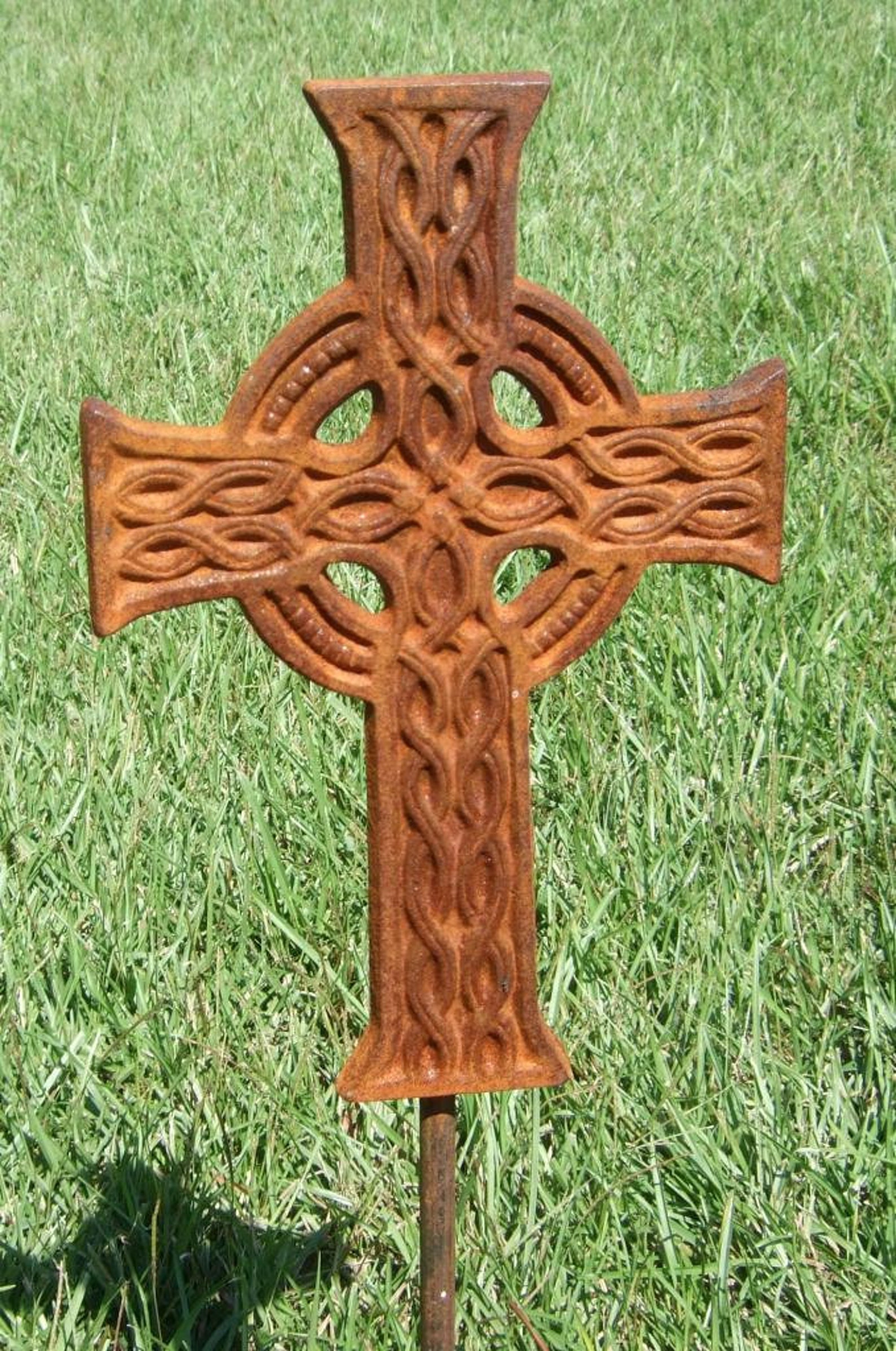 Cross Stake SHIPS FREE Iron Garden Stake Celtic Metal Yard Etsy