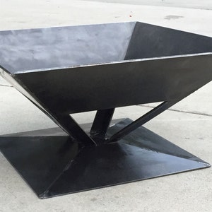 Square Fire Pit with Open Bottom Cutouts | Solid Steel Wood Burning Stove |Made In USA | Campfire, Outdoor Pit | Two Sizes Available