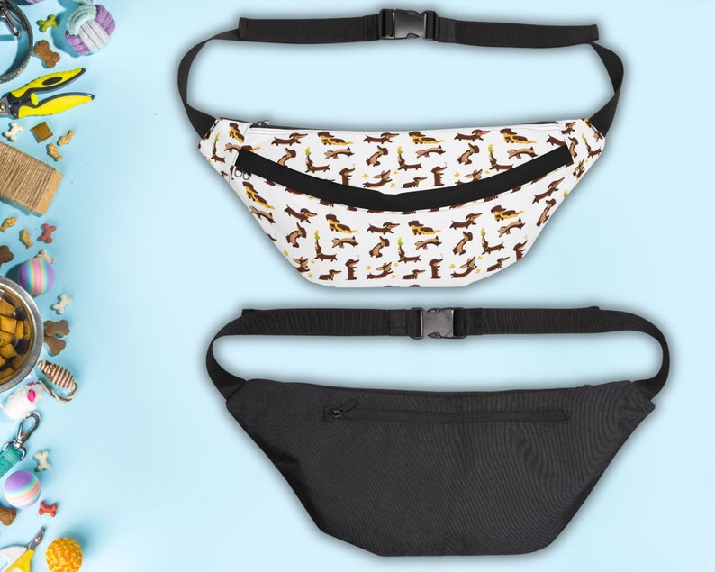 Large Fanny Pack for Dachshund Lovers, White Fanny Pack With Playing