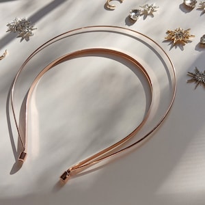 Simple Halo Headband, Double Hair Band, Wedding Bridal Hair, Minimalist Bride, Silver Gold RoseGold, Met Gala, Saint Halo, Wire Head Band