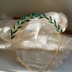 Emerald Dainty Nina Halo, Floral Vine Headband, Golden Hairband, Bride Hair, Ivory Flower, Bridal, Wedding, Bachelorette, Flower Crown