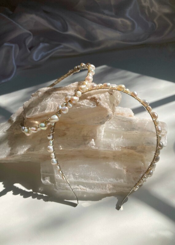 Silver Pearl Duo, Stackable Pearl Headbands, Freshwater  display picture 1