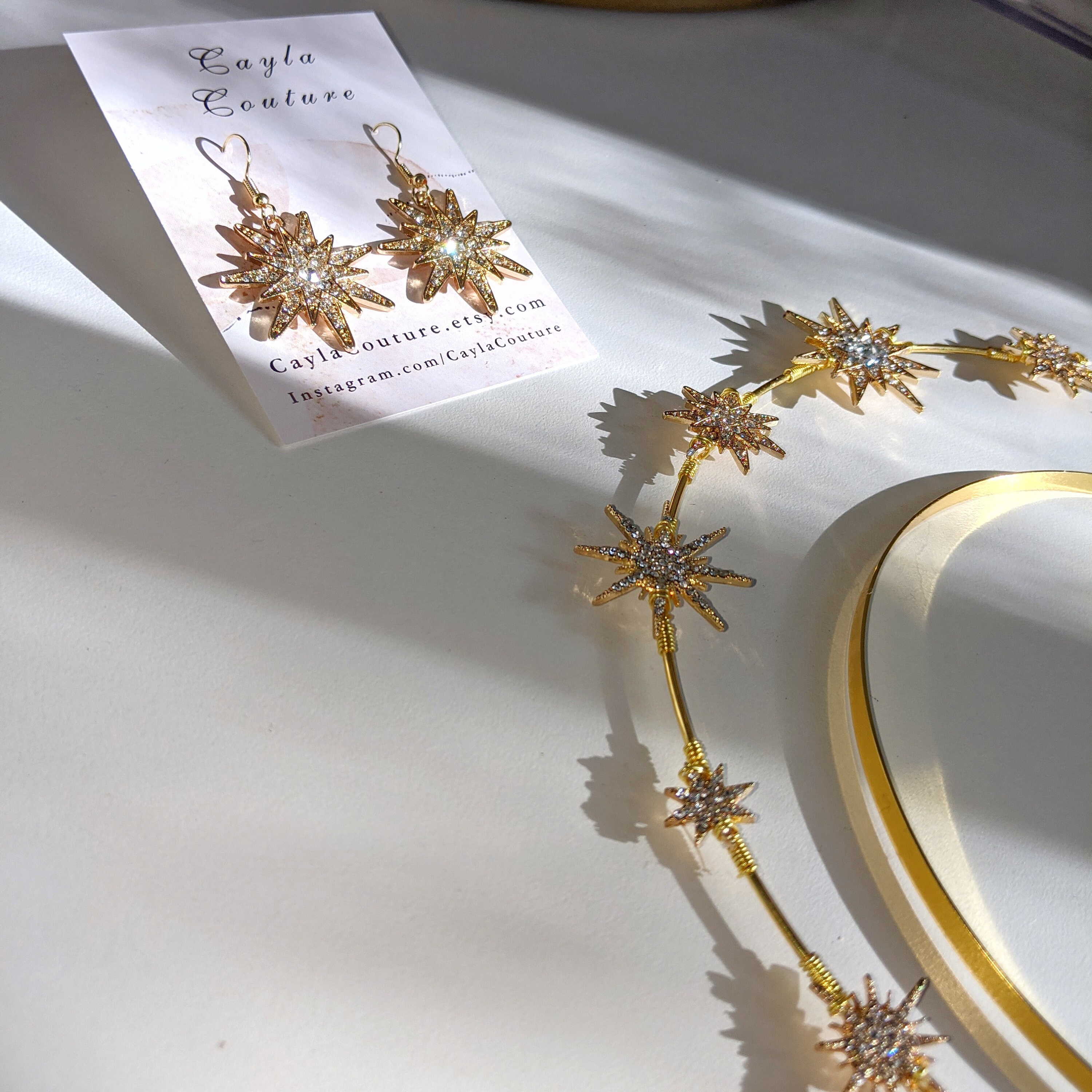 Halo and Earring Set, Golden Astronomer Star Halo, Hairband  display picture 3