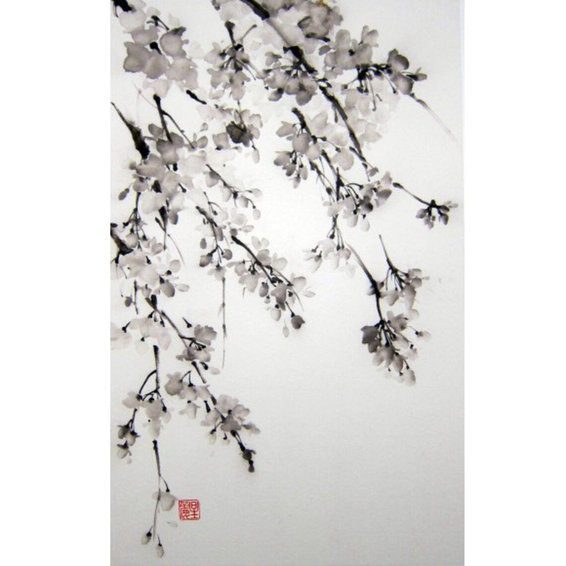 Japanese Ink Painting on Rice Paper 13x20 Etsy