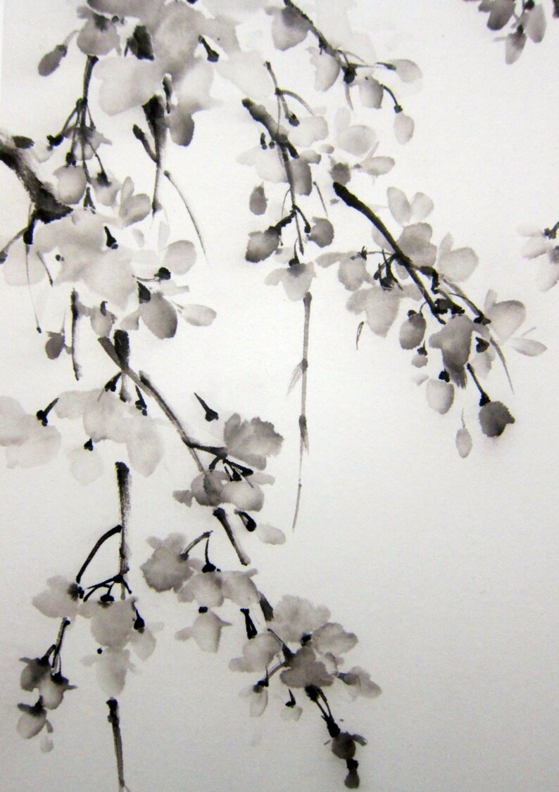 Japanese Ink Painting on Rice Paper 13x20 Etsy