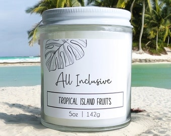 All Inclusive Tropical Scented Candle: Soy Blend Wax with Wood Wick