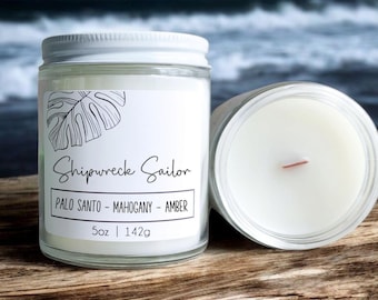 Shipwreck Sailor Wood Wick Candle: Coastal Home Scents for Him