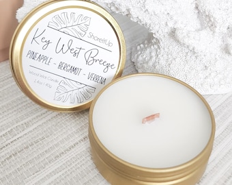 Key West Breeze Wood Wick Candle: Tropical Pineapple Coastal Home Fragrance