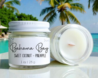 Bahama Bay Wood Wick Candle: Coastal Home Fragrance | Bulk Mini Candles for Beach Weddings