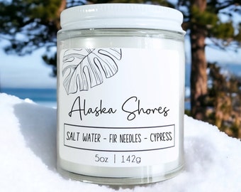 Alaska Shores Candle - Beach Wedding Bridesmaid Gift - Wooden Wick Bulk Mini Candles - Anchorage Party Favors for Beach Trip
