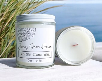 Jersey Shore House Candle: Ocean Mist, Citrus Scent - Wood Wick