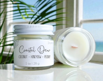 Coastal Dew: Honeydew + Coconut Scented Wood Wick Candle | Beach Coastal Home Scents + Gifts