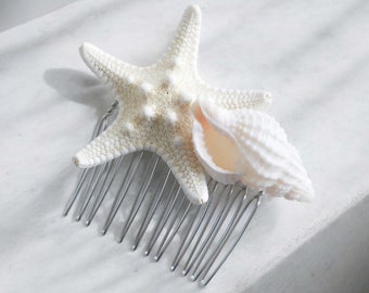 Starfish Shell Hair Comb: Beach Wedding Bridal Hair Piece