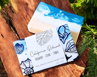 California Redwood Soap Bar | Masculine Fresh Wood Spa Scent  | California Gifts for Him