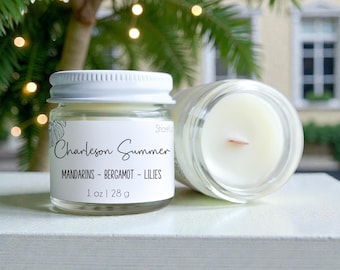 Charleston Summer Wood Wick Candles: Mini Candle Favors - Bulk Beach Wedding + Party Gifts