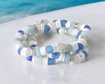 Sea Glass & Shell Bracelet: Handmade Nautical Beach Jewelry
