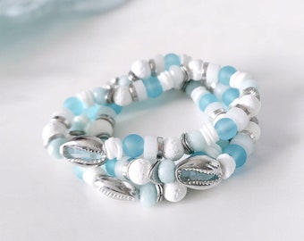 Sea Glass Shell Bracelet: Handmade Nautical Beaded Jewelry