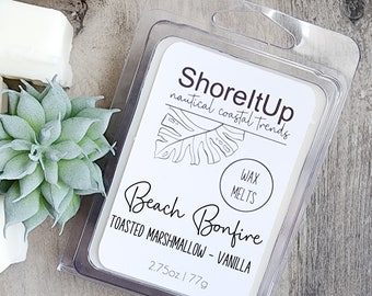 Beach Bonfire Wax Melts: Toasted Marshmallow & Smoky Vanilla Soy Scent