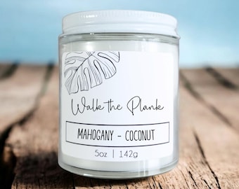 Walk the Plank Wood Wick Candle: Mahagony Coconut Coastal Home Fragrance