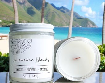 Hawaiian Islands, Floral Sweet Fruit Beach Candle, Beach Wedding, Bridesmaid Gift, Hawaii Hotel Swag Bag