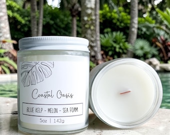Coastal Oasis: Fresh Scented Wood Wick Candle | Beach Coastal Home Scents + Gifts