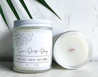 San Diego Bay Wood Wick Candle: Summer Coastal Home Fragrance