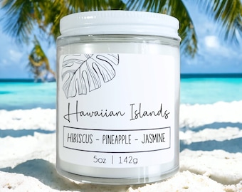 Hawaiian Islands, Floral Sweet Fruit Beach Candle, Beach Wedding, Bridesmaid Gift, Hawaii Hotel Swag Bag