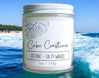 Cabo Coastline Candle: Tropical Scented Soy Blend with Wood Wick