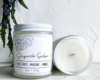 Shipwreck Sailor Wood Wick Candle: Coastal Home Scents for Him